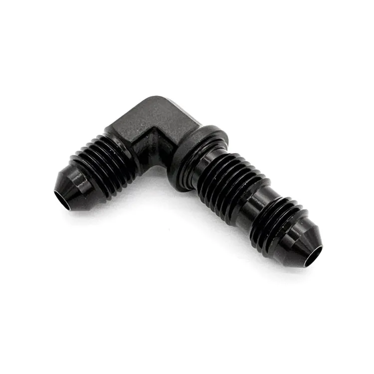 -10AN 90° Male AN Flare Bulkhead Adapter, Black Hard Anodized Aluminum