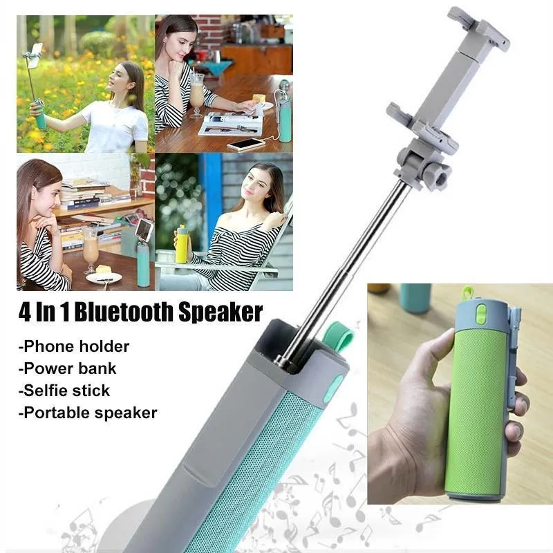 0290 -4 In 1 Selfie Stick with Bluetooth Speaker & Power Bank