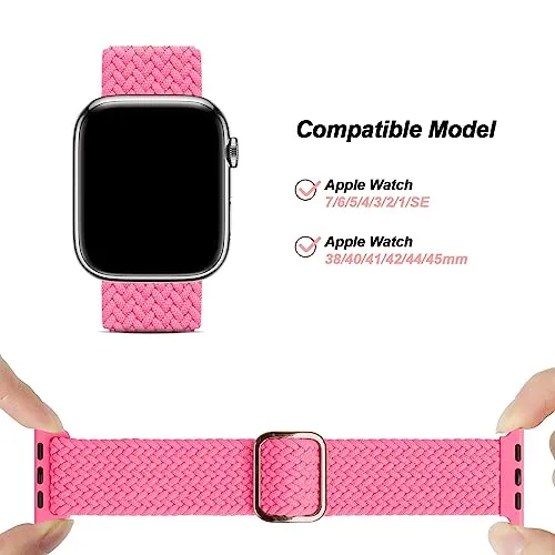 10 Pack Braided Nylon Band Compatible with Apple Watch Band 42mm 44mm 45mm for Women Men, Adjustable Sport Stretchy Replacement Strap for iWatch Series 9 8 7 6 5 4 3 2 1 SE