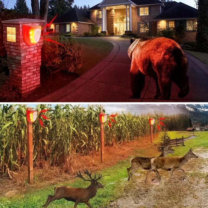 129dB Solar Security Alarm – Barking Dog & Gunshot Sounds with Strobe Light | Home & Yard Protection