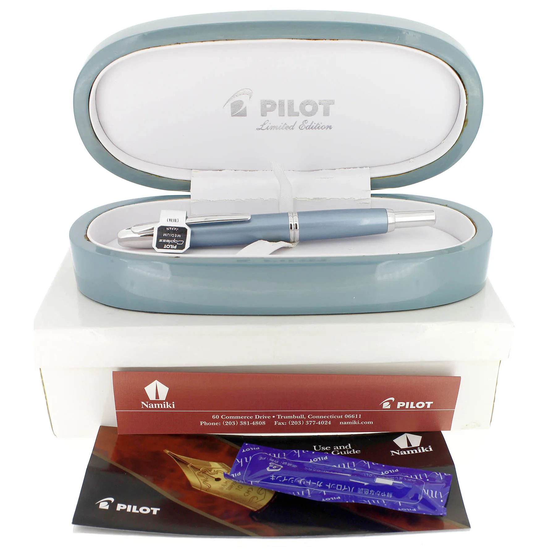 2006 PILOT LIMITED EDITION ICE BLUE VANISHING POINT 18K MEDIUM NIB FOUNTAIN PEN NEVER INKED