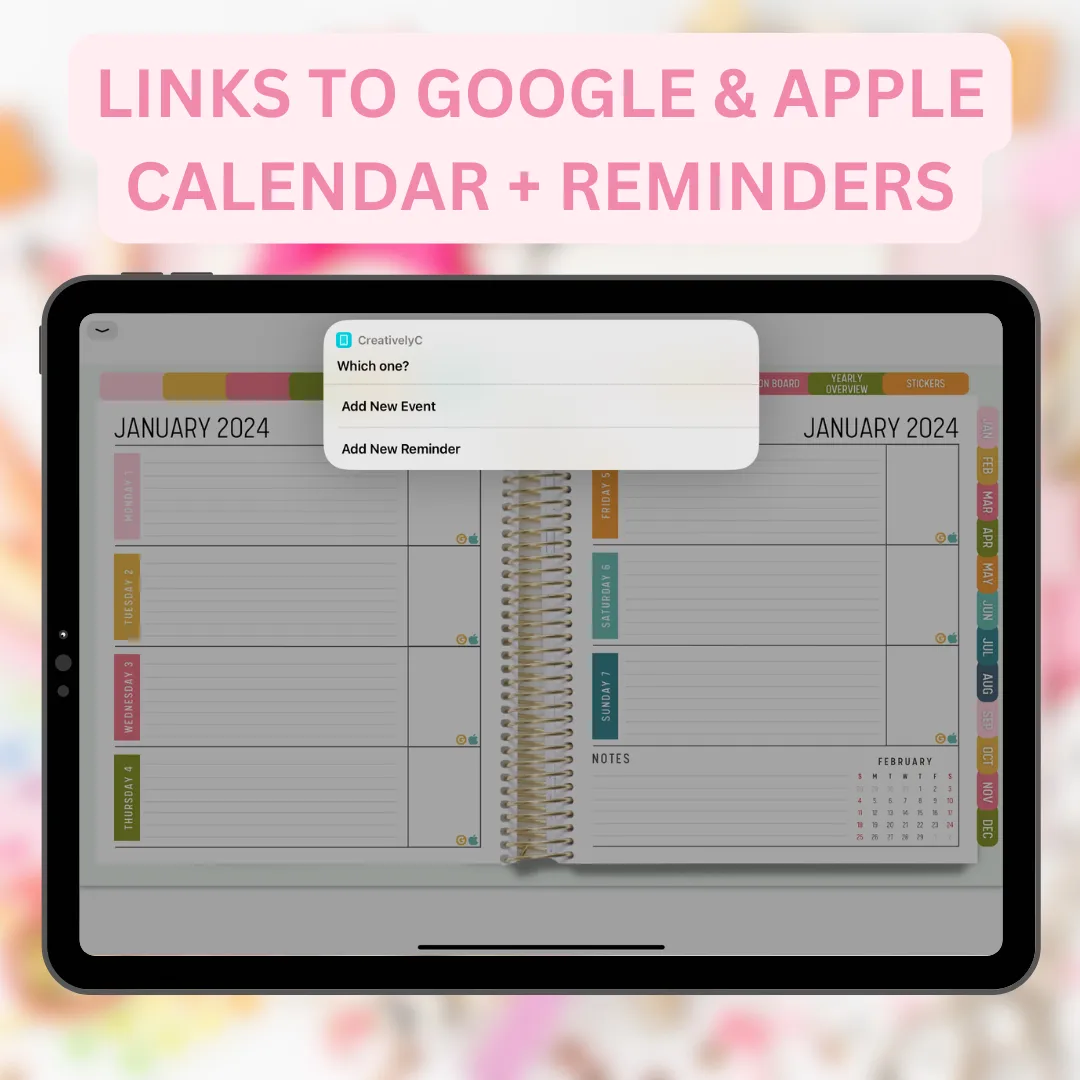 2024 Fully Hyperlinked Life Planner (w/ Links to Google & Apple Calendars   Reminders)