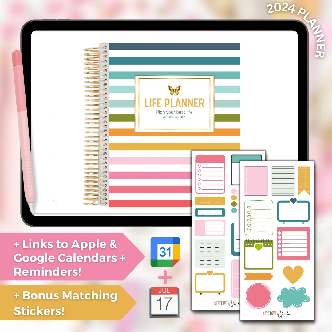 2024 Fully Hyperlinked Life Planner (w/ Links to Google & Apple Calendars   Reminders)