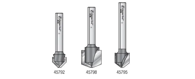 3 Piece Set Double Edge Folding 'V' Groove (ACM) Router Bit Set | 90, 108, 135°x 1⁄4" Shank | AMS-140 | 738685331408