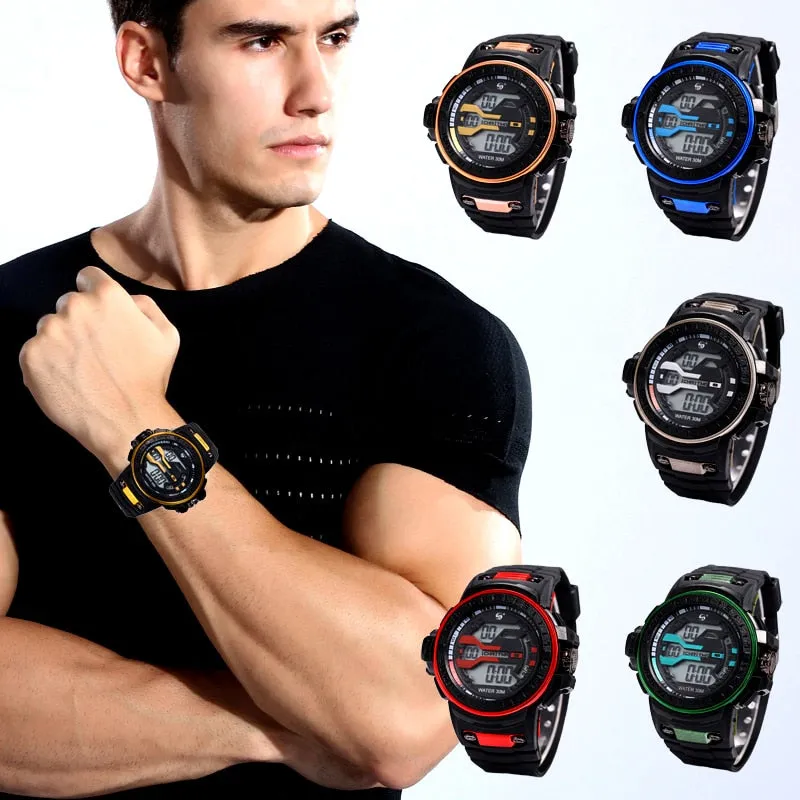 30M Waterproof Sports Men Watch Couple Fashion Popular Men's Multi-Functional LED Electronic Watchs