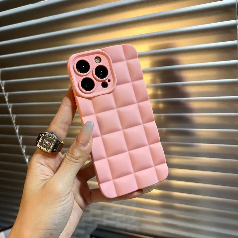 3D Grid Silicone Shockproof Phone Case for iPhone