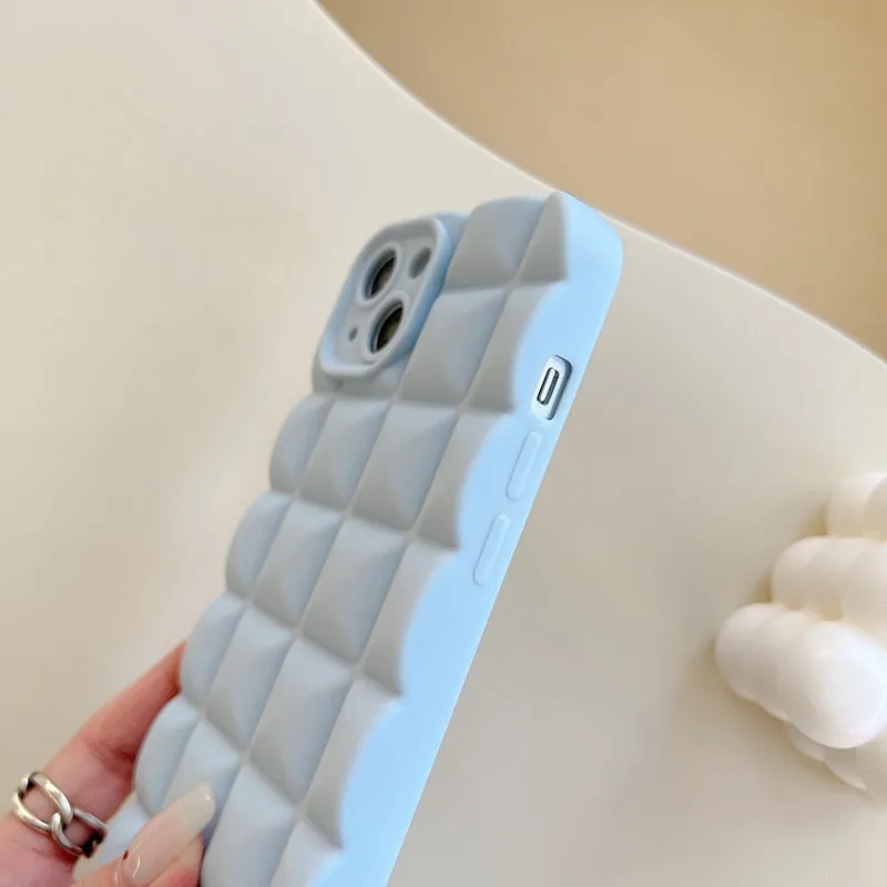 3D Grid Silicone Shockproof Phone Case for iPhone