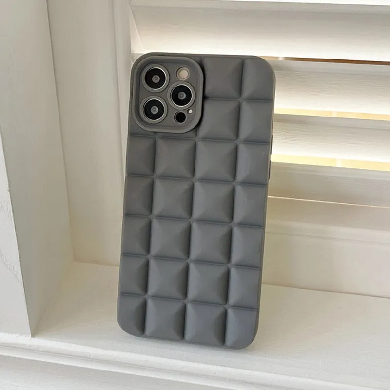 3D Grid Silicone Shockproof Phone Case for iPhone