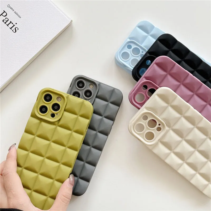 3D Grid Silicone Shockproof Phone Case for iPhone