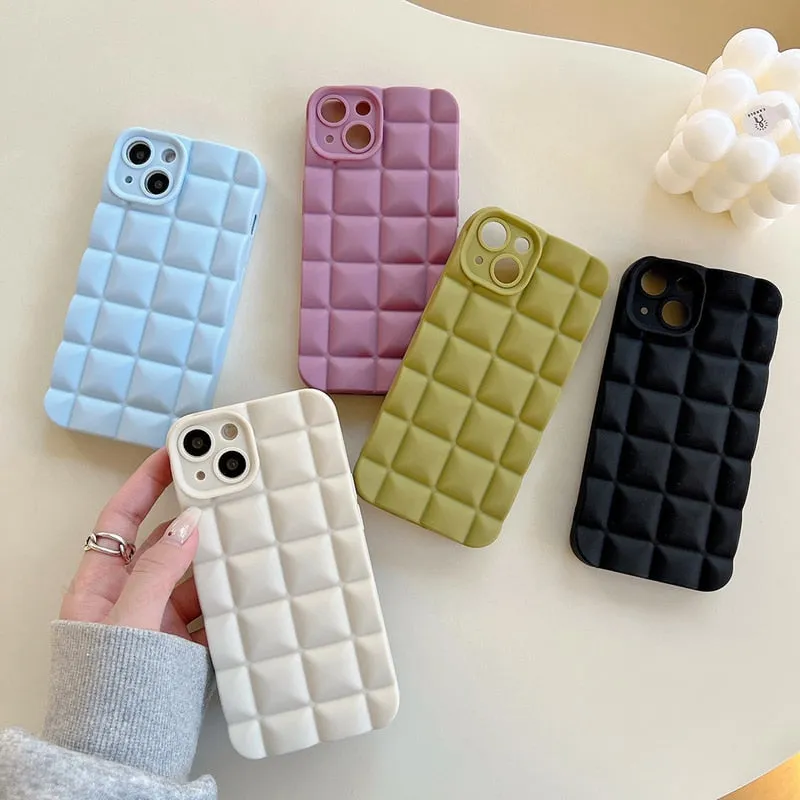 3D Grid Silicone Shockproof Phone Case for iPhone