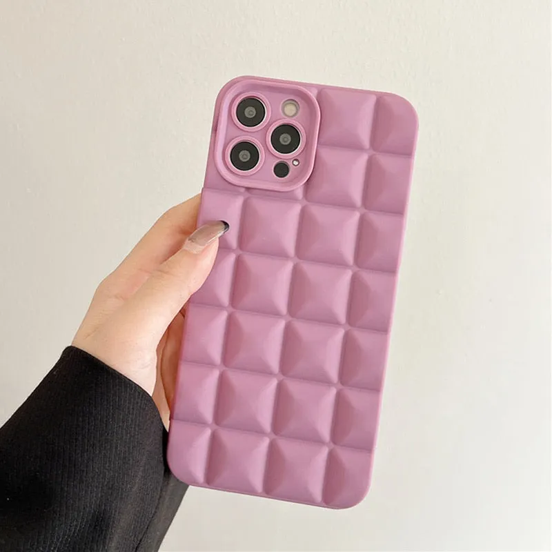 3D Grid Silicone Shockproof Phone Case for iPhone