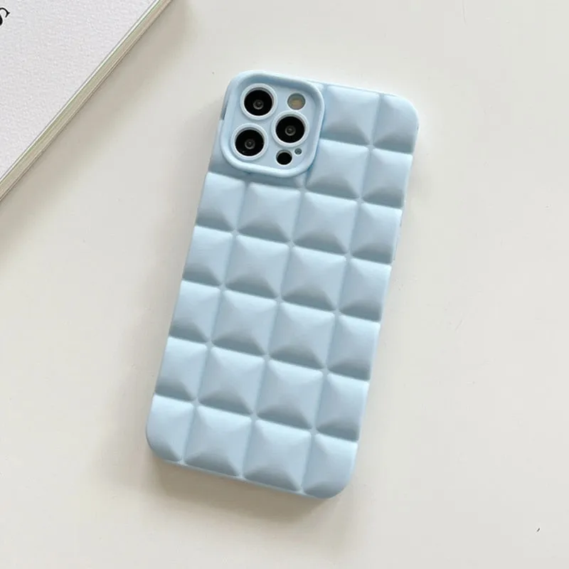 3D Grid Silicone Shockproof Phone Case for iPhone