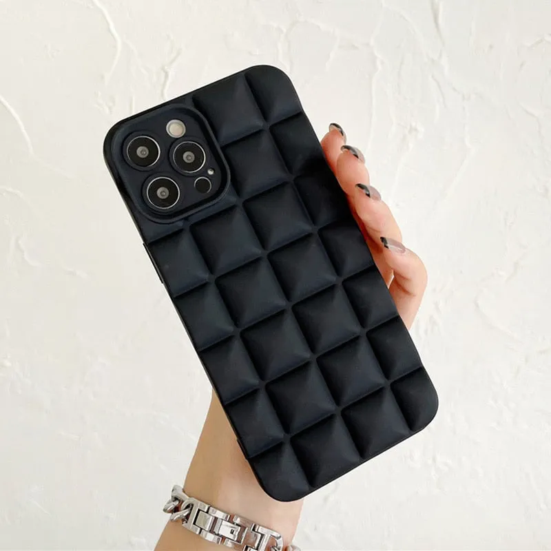 3D Grid Silicone Shockproof Phone Case for iPhone