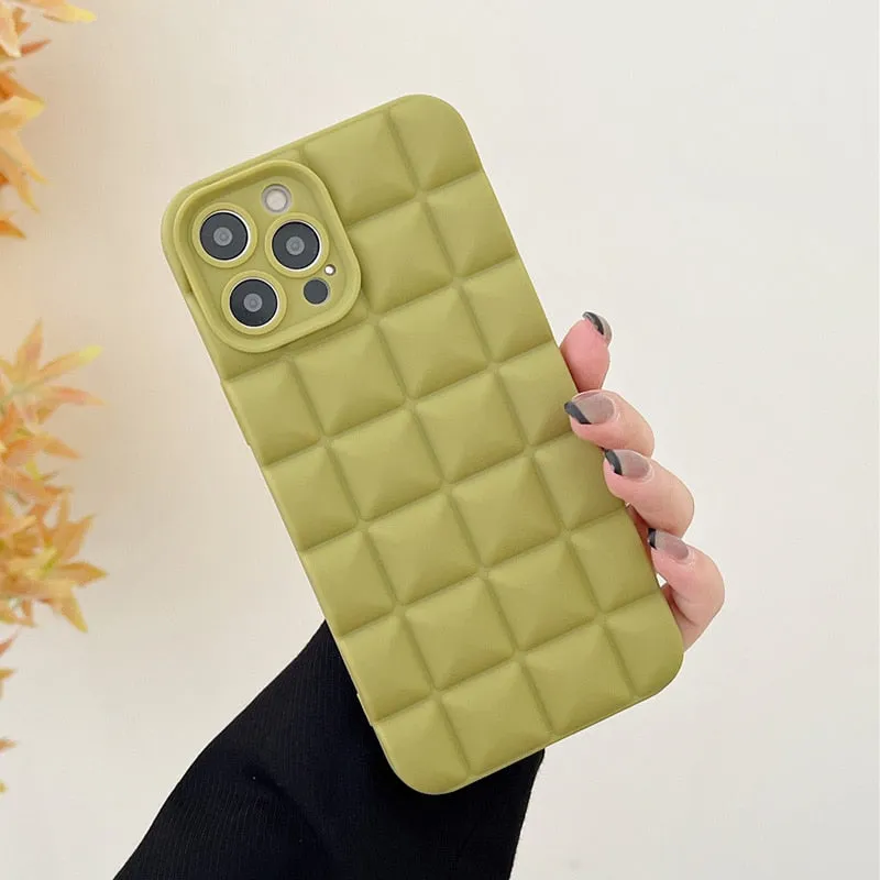 3D Grid Silicone Shockproof Phone Case for iPhone