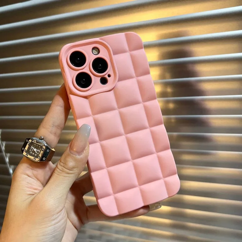 3D Grid Silicone Shockproof Phone Case for iPhone