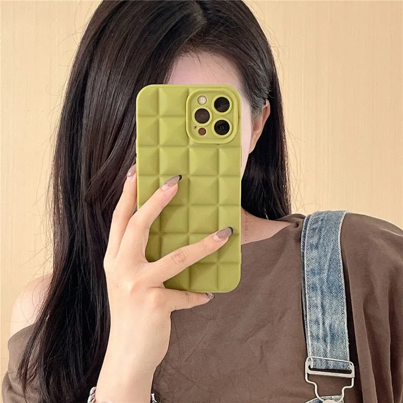 3D Grid Silicone Shockproof Phone Case for iPhone