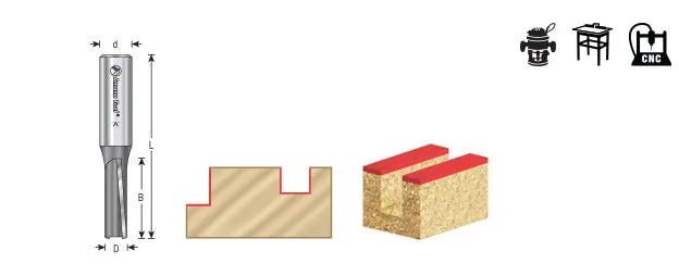 3°Production Shear Straight Plunge Router Bit | 2 Flute | 1⁄2 Dia x 2" x 1⁄2 Shank | 45426-PS | 738685354261