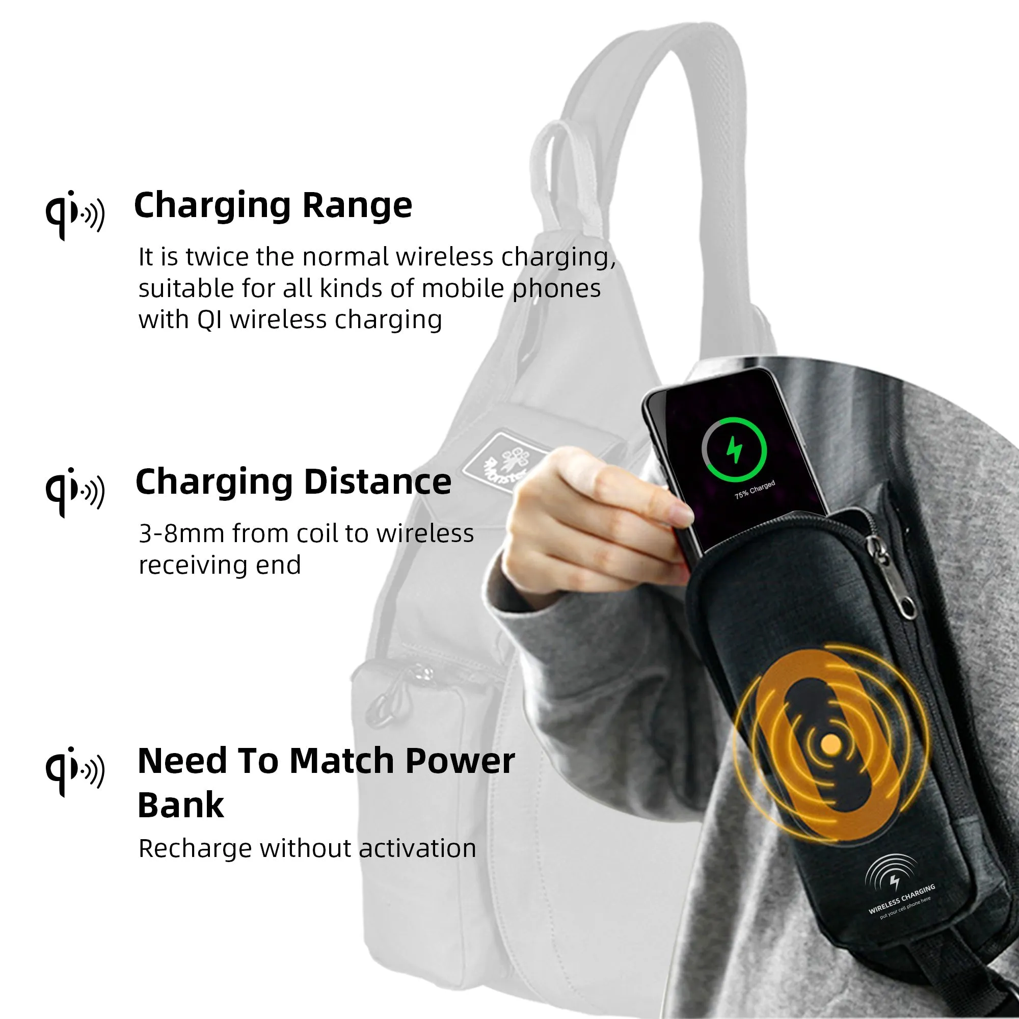 4Monster Water-resistant Wireless Charging Backp10Lack