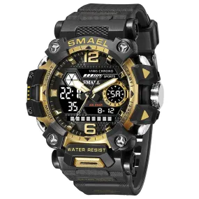 50m Waterproof Sports Men's Watch, Military Digital 8072 Dual Display Watch, Quartz  Led Digital