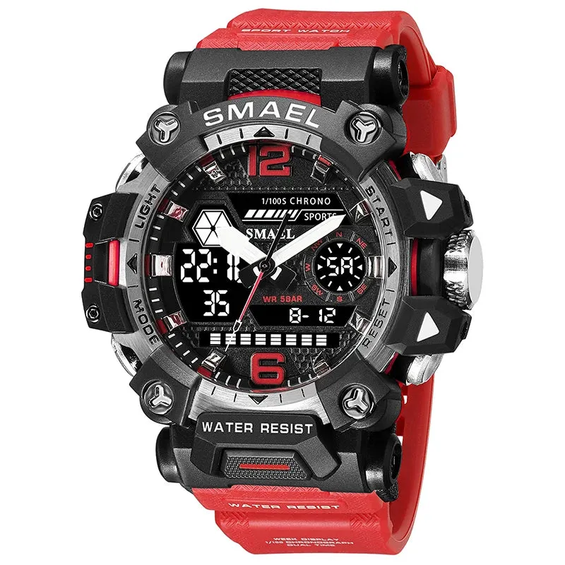 50m Waterproof Sports Men's Watch, Military Digital 8072 Dual Display Watch, Quartz  Led Digital