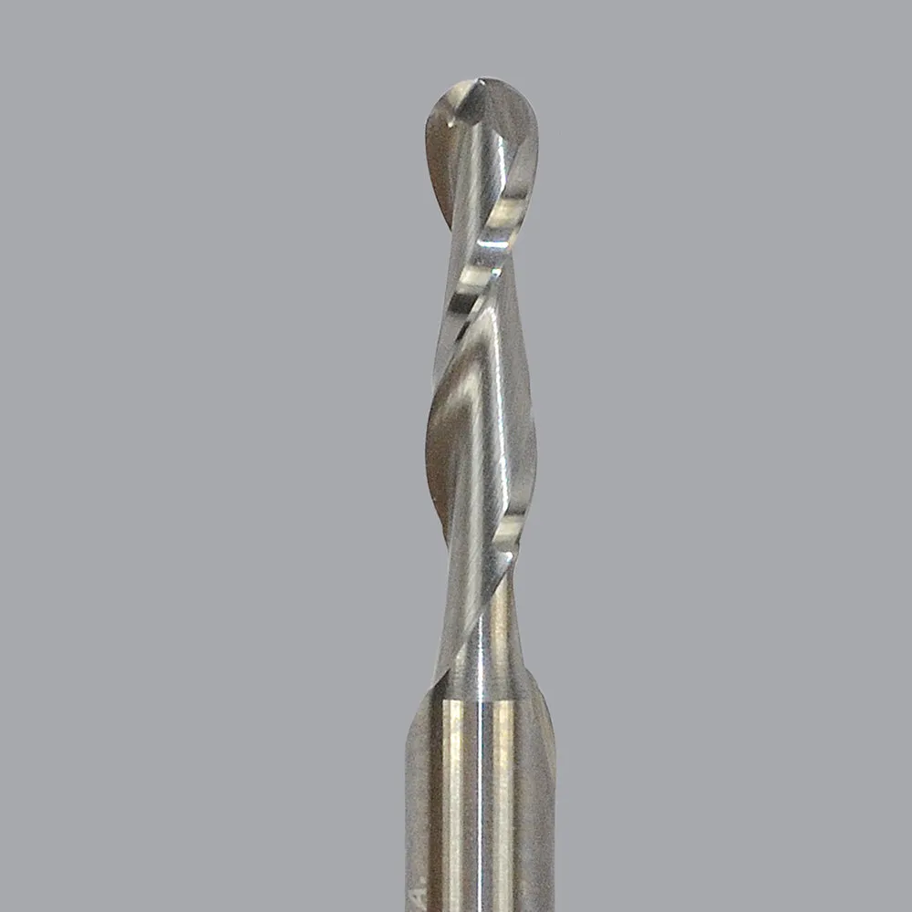 52-260B, 0.1875" Dia, 0.75" LOC, 0.25" Shank Dia, 2" OAL, 2 Flute Upcut Ballnose Router Bit