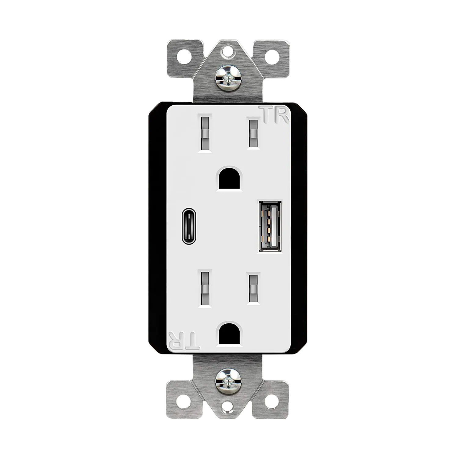 5.8A USB Type A/Type-C Wall  Outlet Charger with 15A  Tamper-Resistant Receptacle