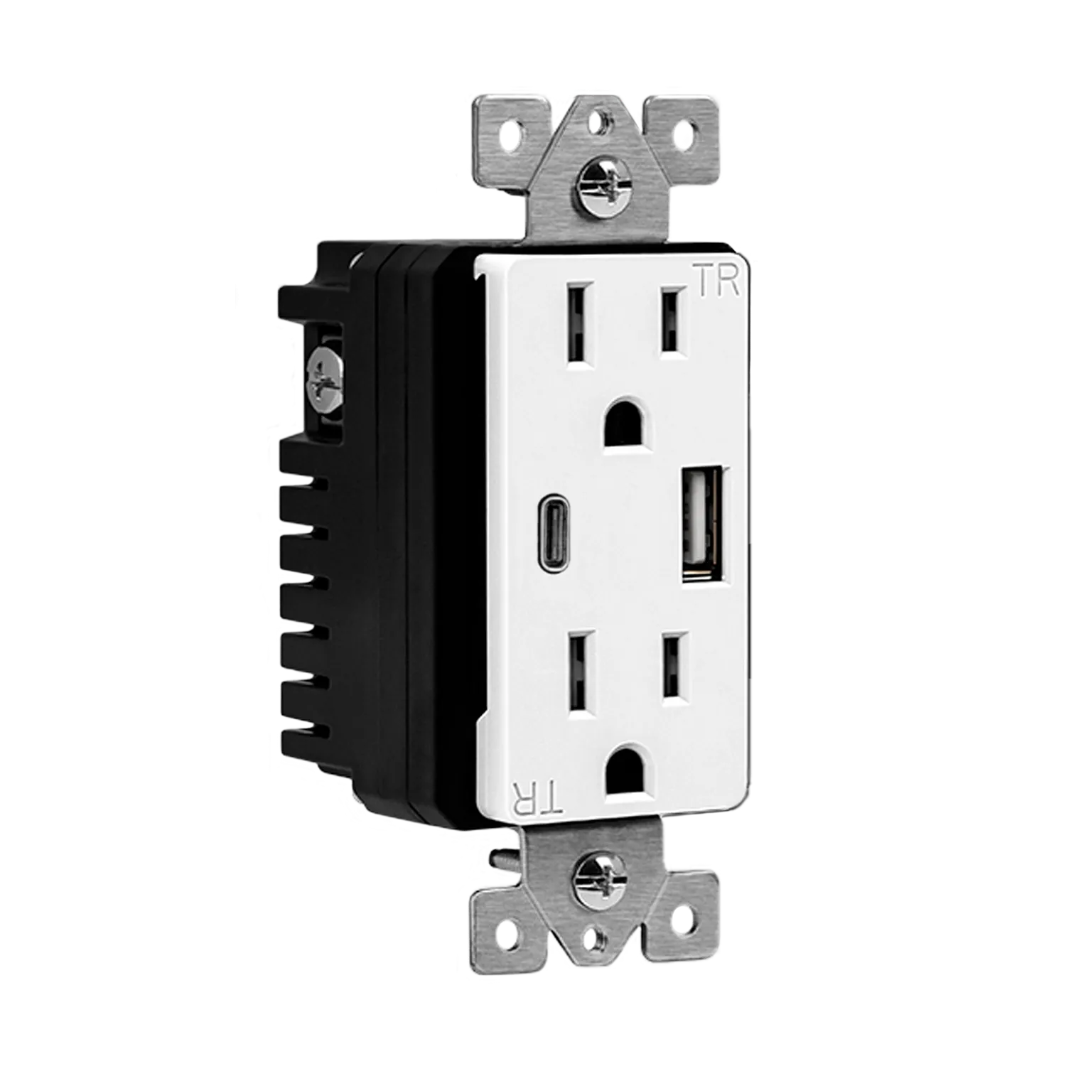 5.8A USB Type A/Type-C Wall  Outlet Charger with 15A  Tamper-Resistant Receptacle