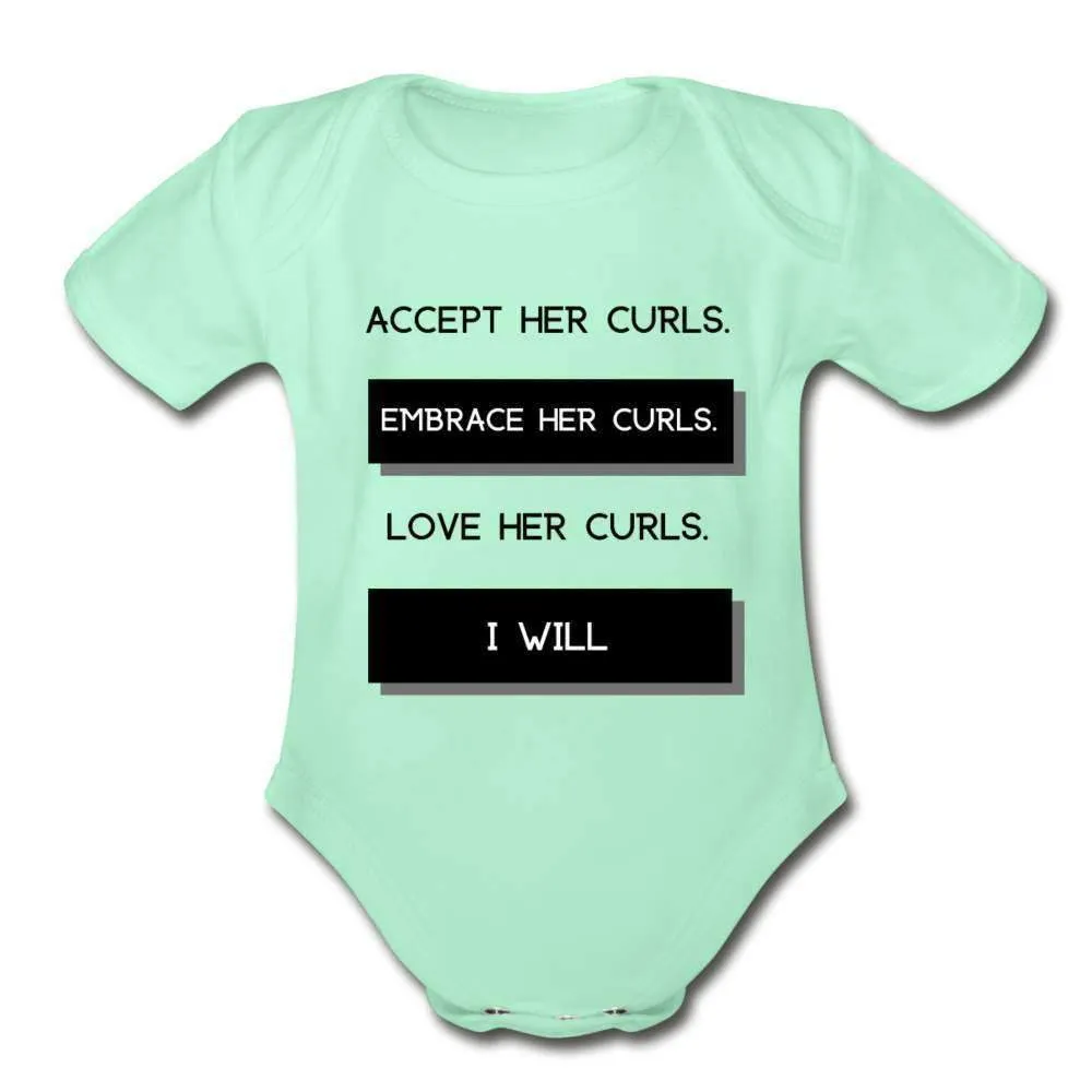 Accept Her Curls Organic Boy Onesie (Black Print)