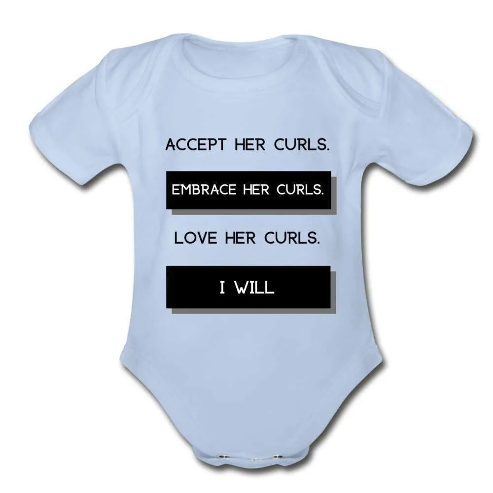 Accept Her Curls Organic Boy Onesie (Black Print)