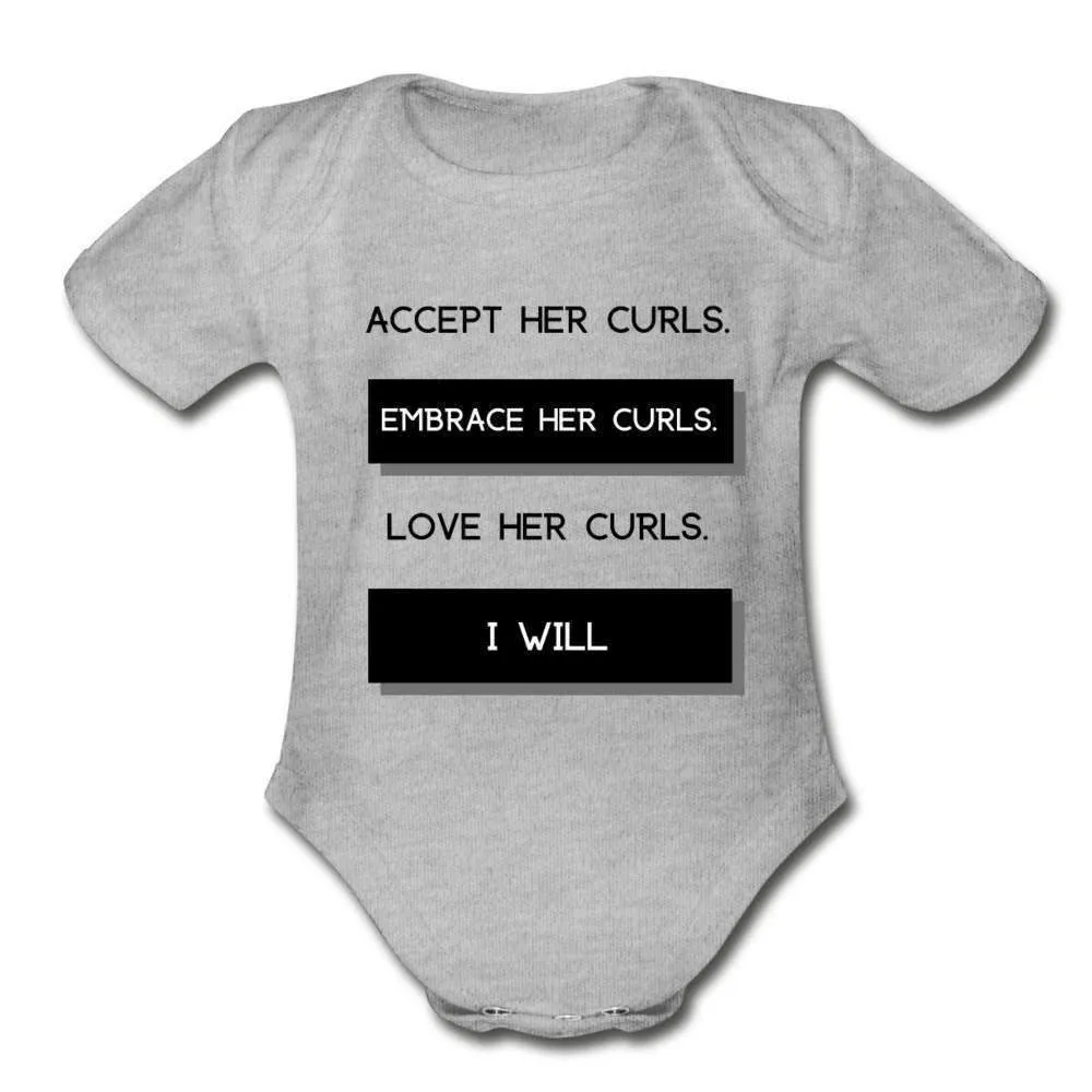 Accept Her Curls Organic Boy Onesie (Black Print)