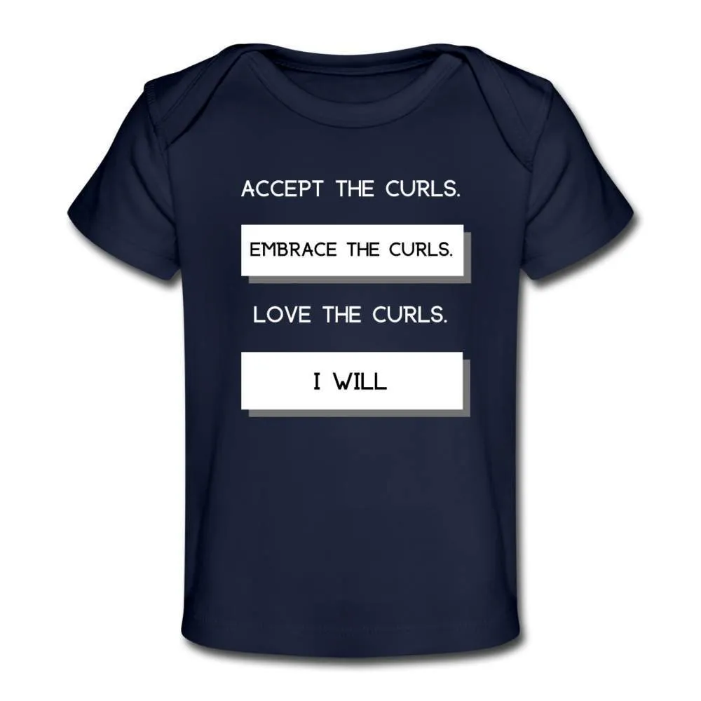 Accept The Curls Girl Organic T-Shirt (White Print)