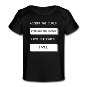 Accept The Curls Girl Organic T-Shirt (White Print)