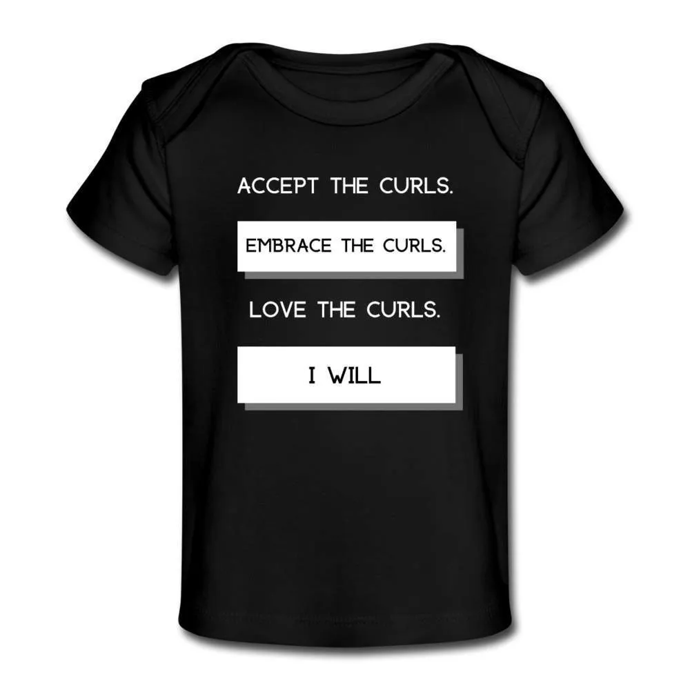 Accept The Curls Girl Organic T-Shirt (White Print)