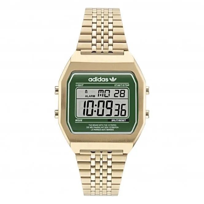 Adidas Unisex Digital Two Gold-Tone Watch AOST22071