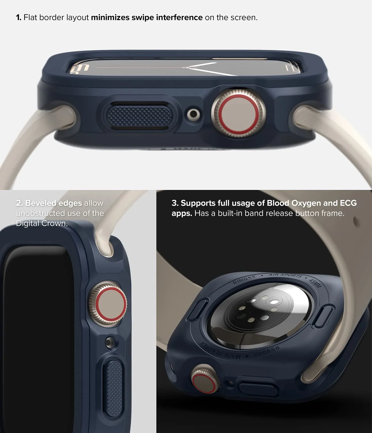 Air Sports Case Compatible with Apple Watch 8 / 7 - 41mm - Navy