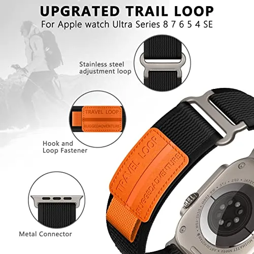 ALMNVO Trail Loop for Apple Watch Ultra/2 Band 49mm 45mm 44mm 42mm 41mm 40mm 38mm iwatch Bands for Men Women,Rugged Nylon Strap Wristbands for Apple Watch Series 9 8 7 6 5 4 3 2 SE,Ultra2 49 45 44 mm