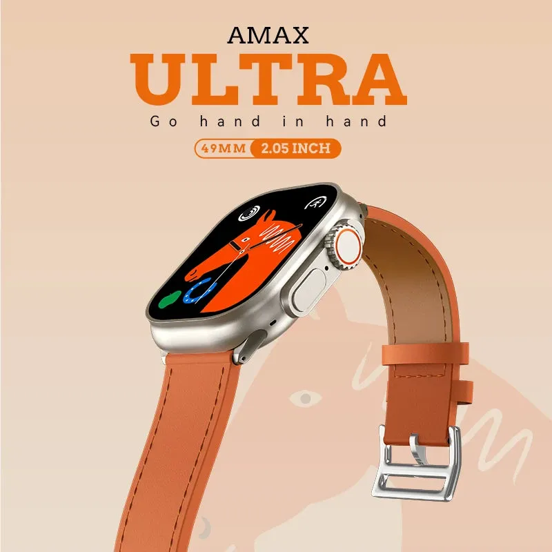 Amax Ultra Smart Watch 2023 - 49mm with 2 Straps, 2.05" NFC, Body Temperature, Games - Men & Women Smartwatch (Comparable to DT8, H11, HK8, ZD8)