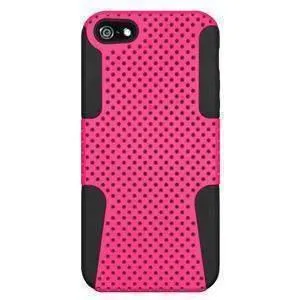 Amzer Silicone-Perforated PolyCarbonate Hybrid iPhone Case - Black- Hot Pink