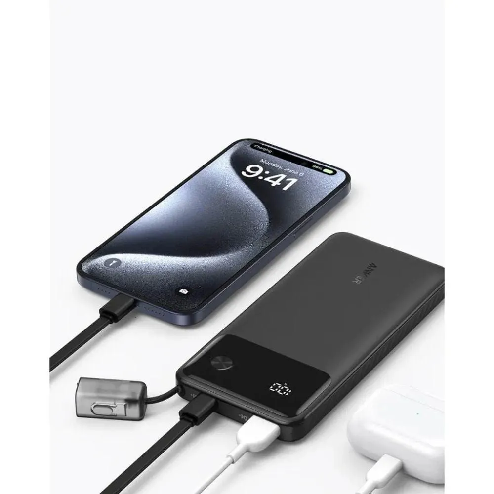 Anker 10K Smart Display Power Bank with USB-C Lanyard Cable - A1388