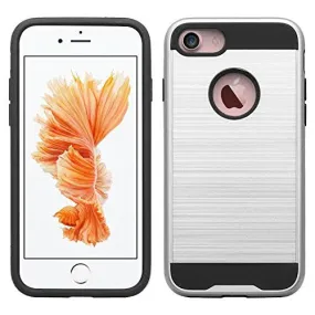 Apple iPhone 8 Case, Slim Hybrid Dual Layer Armor Case for iPhone 8 - Brush Silver