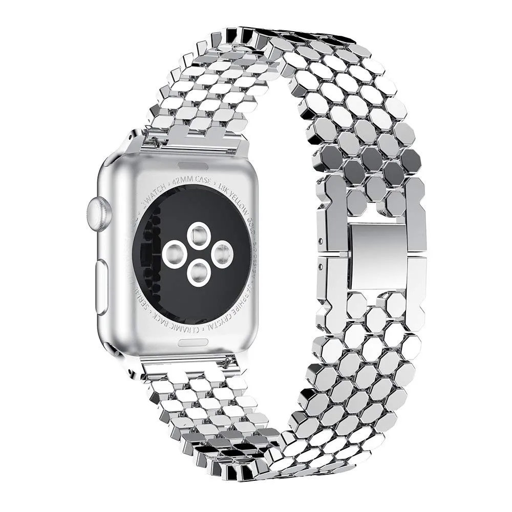 Apple Watch 41mm / 40mm / 38mm | Fish-Scale Pattern Metal Bands |Silver