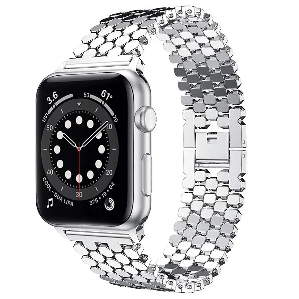 Apple Watch 41mm / 40mm / 38mm | Fish-Scale Pattern Metal Bands |Silver