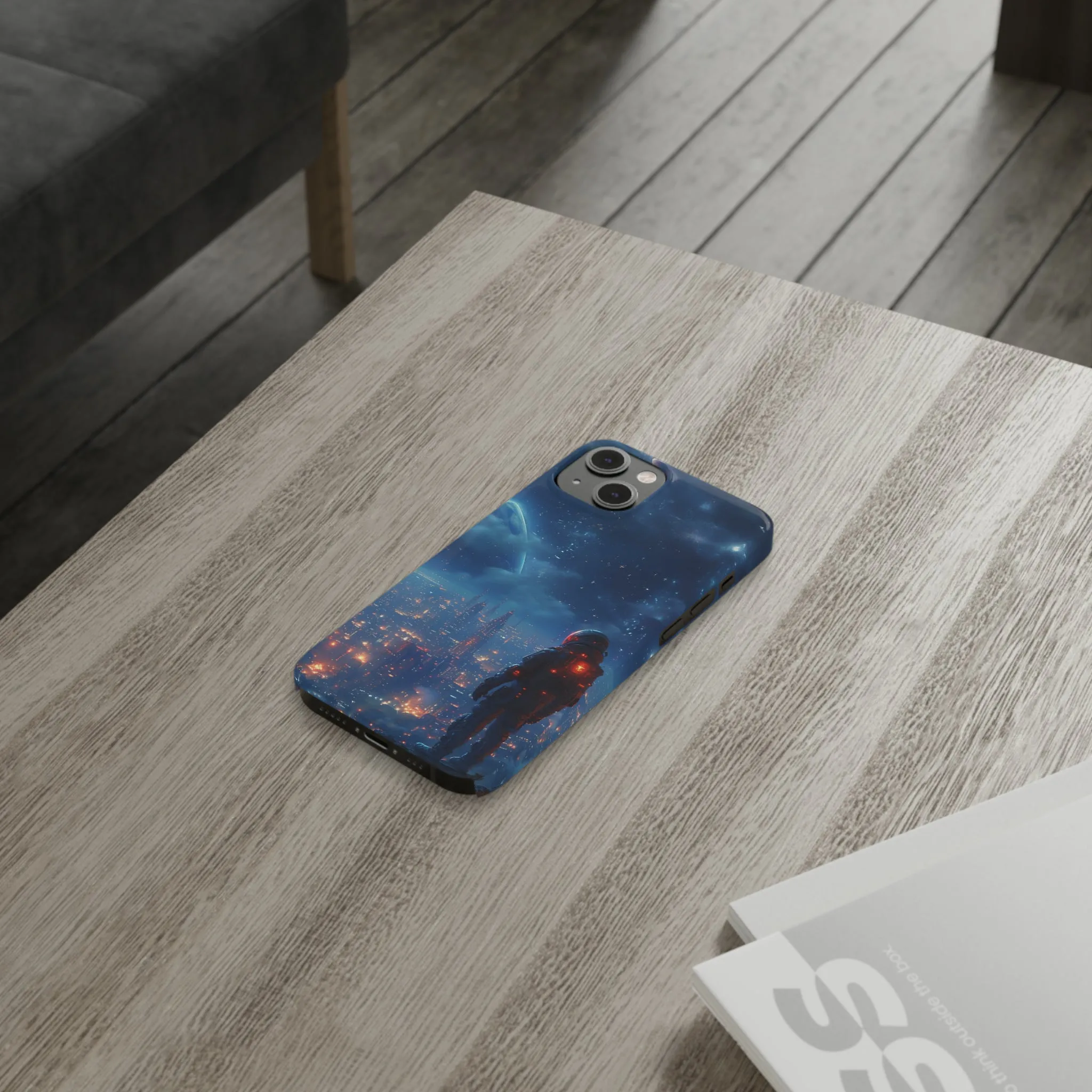 Artistic Rendition of Space Design Sleek Elegance Wireless-Charging Compatible Phone Case Slim Phone Case compatible with over 20 iphone models