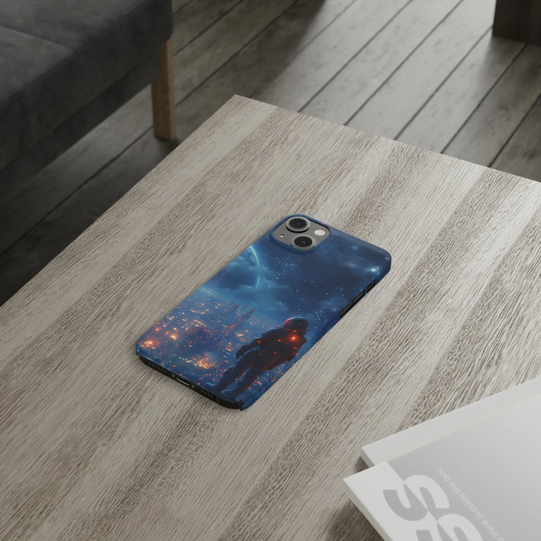 Artistic Rendition of Space Design Sleek Elegance Wireless-Charging Compatible Phone Case Slim Phone Case compatible with over 20 iphone models