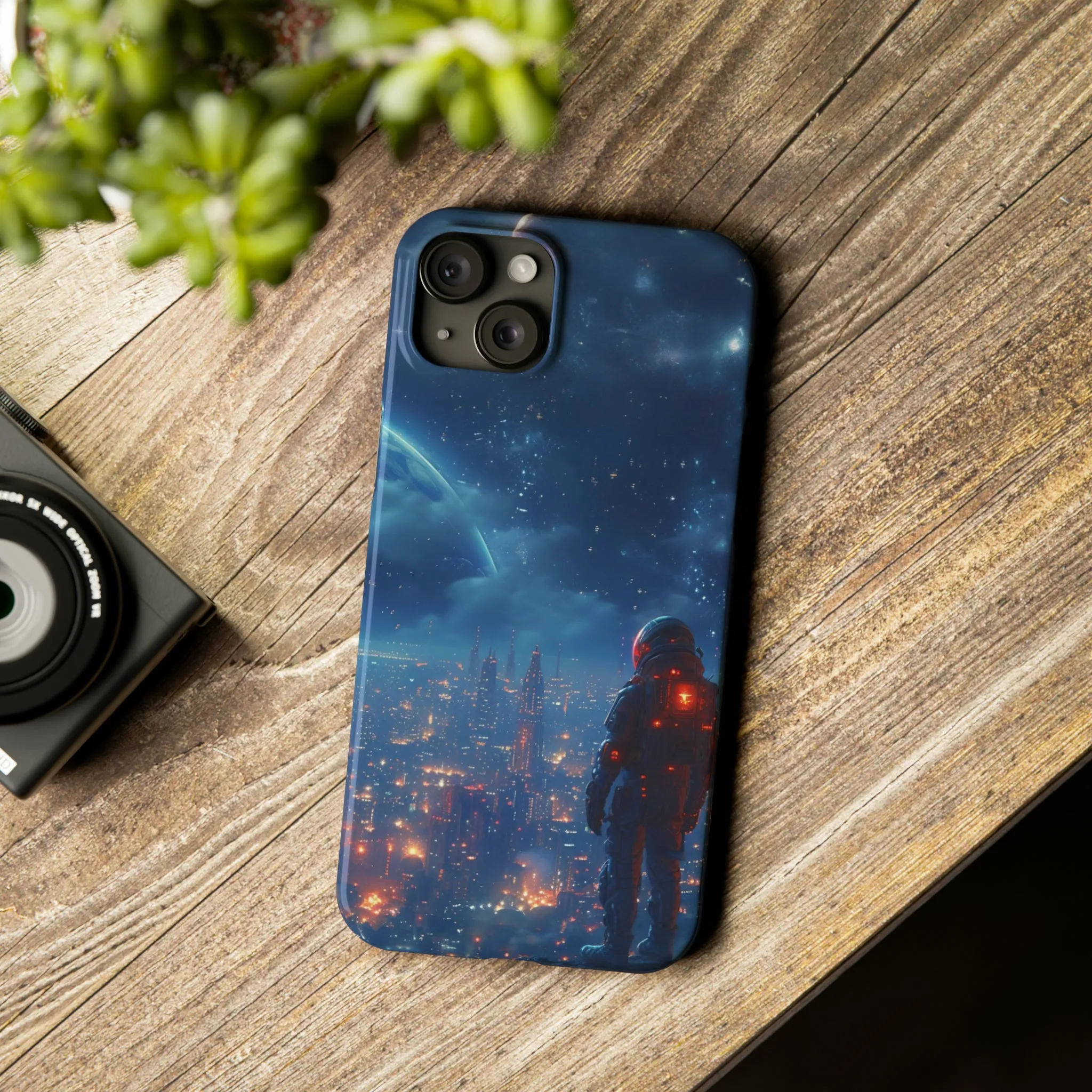 Artistic Rendition of Space Design Sleek Elegance Wireless-Charging Compatible Phone Case Slim Phone Case compatible with over 20 iphone models