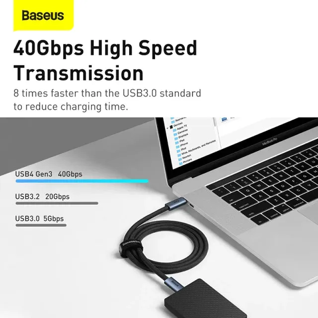 Baseus 100W Thunderbolt PD 8K@60Hz Type C USB 4 Quick Charger Cable