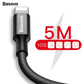 Baseus USB Cable For iPhone Xs Max Xr X 11 8 7 6 6s 5s iPad Fast Charging Charger Mobile Phone Cable For iPhone Wire Cord 3m 5m