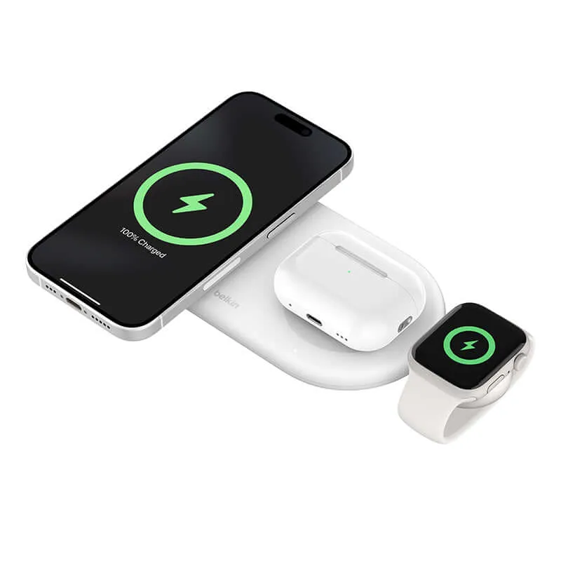 Belkin WIZ022qcBK Qi2 3-in-1 Wireless Charging Pad