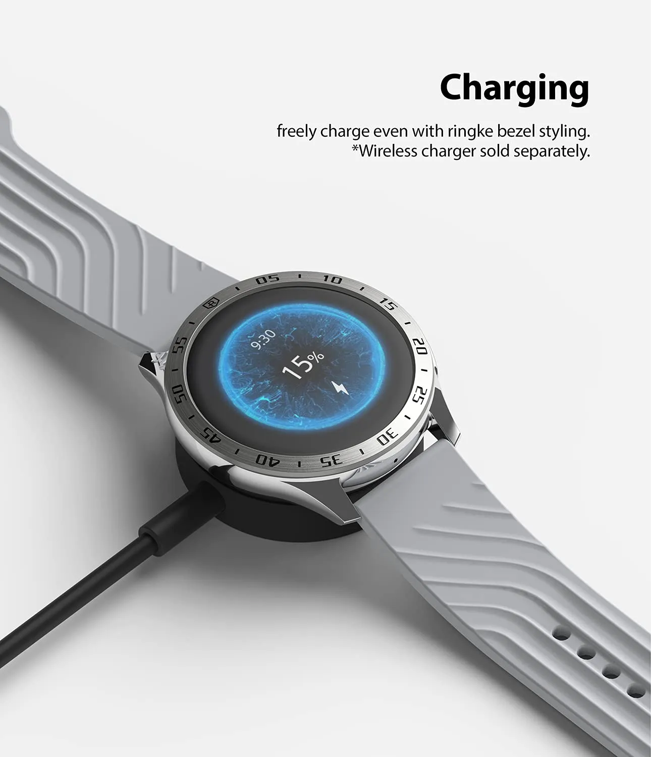 Bezel Styling Compatible with OnePlus Watch - [46] Silver [46-01]  [Stainless Steel]