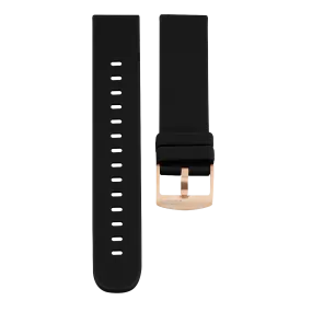 Black OOZOO rubber strap with rose gold clasp